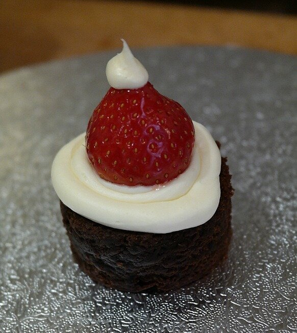 Chocolate-brownie-and-strawberry-Santa-hat.