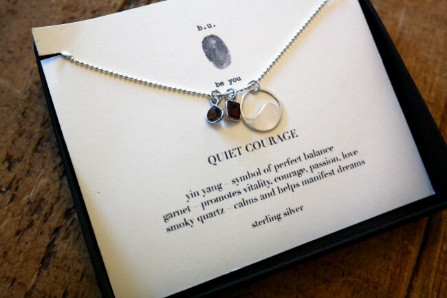 Quiet courage necklace from Uncommon Goods close up
